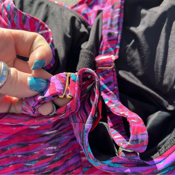 Spanx One Piece Draped Swimsuit Slimming Waist Control pink art deco - Picture 3 of 10